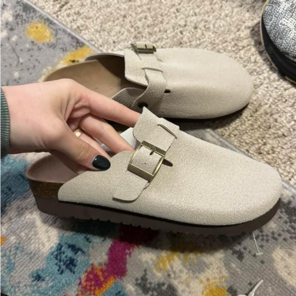 Brand New | Suede Leather Slip On Slides | 7/7.5